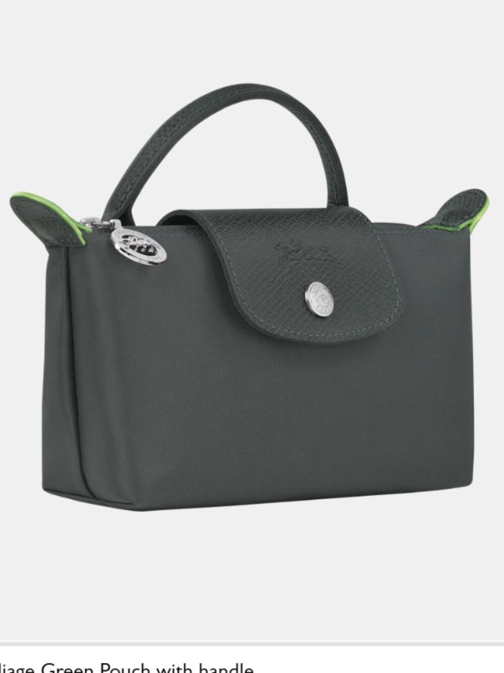NWT Longchamp Le Pliage Green Pouch with handle